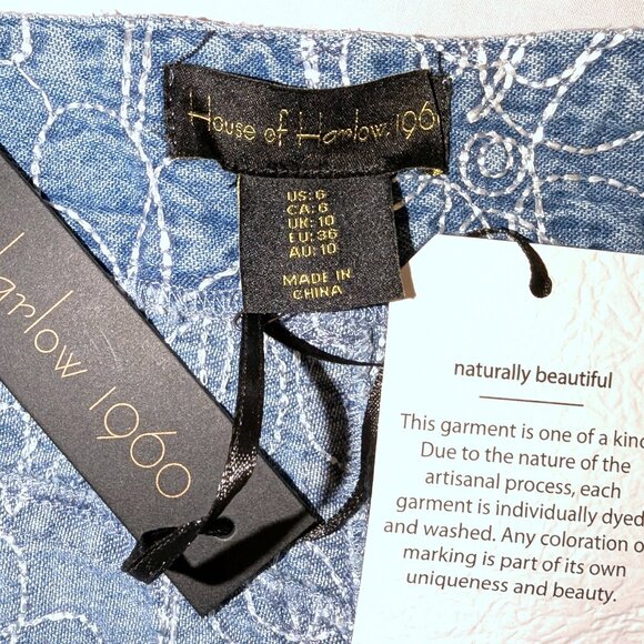 NWT House of Harlow 1960 | Floral Embroidered Denim Maxi Skirt Blue | Size 6 - Picture 3 of 13